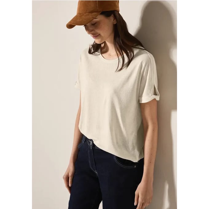 Linnen look shirt met glitter