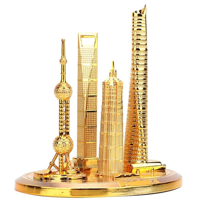Maquette de Collection Bâtiments de Shanghai Tour Perle Orientale Centre Financier Mondial Souvenir(# 3) or