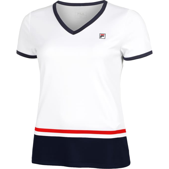 Fila Elisabeth T-shirt Dames-Wit,Donkerblauw