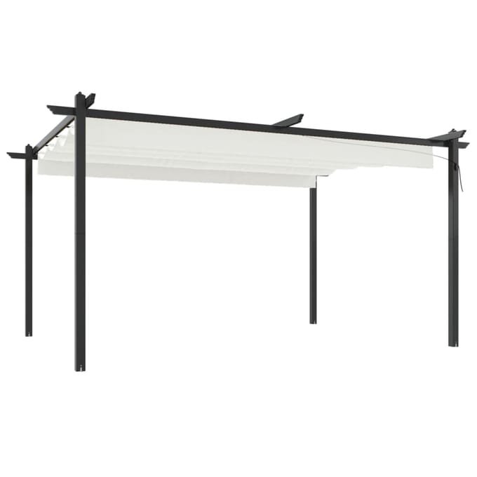 vidaXL - Tuinprieel - met - uittrekbaar - dak - 4x3 - m - crèmekleurig