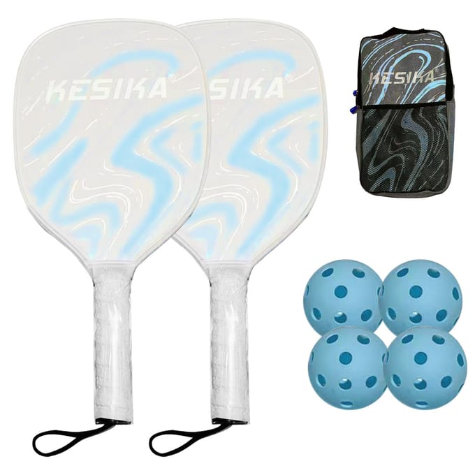 Pickleball Rackets Set Pickleball Paddle Set van 2 Rackets en 4 Pickleballs Ballen Pickle-Ball blauw
