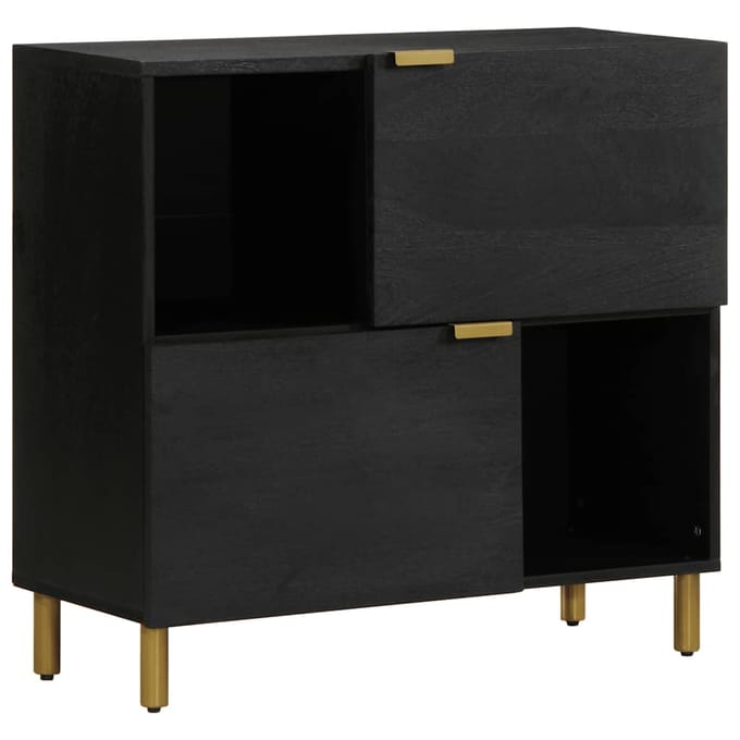 vidaXL - Dressoir - 80x33x75 - cm - bewerkt - hout - zwart