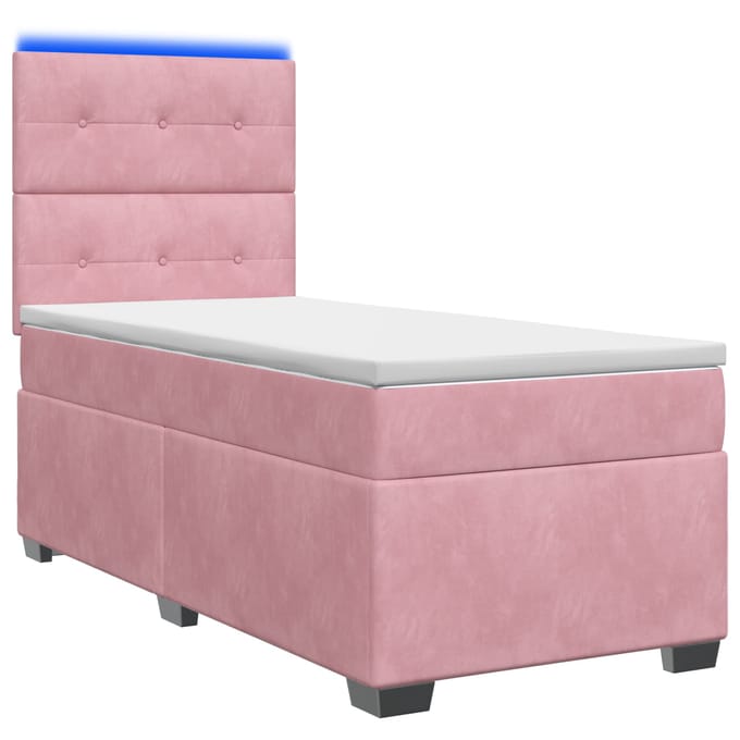 vidaXL - Boxspringbed - met - matras - met - hoofdeinde - Roze - 80 - x - 200 - cm - Fluweel