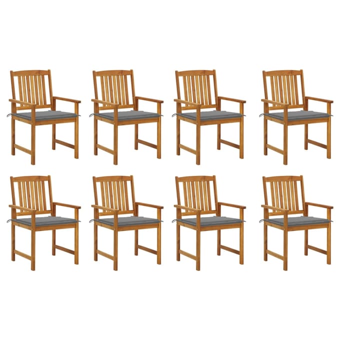 vidaXL - Tuinstoelen - 8 - st - met - kussens - massief - acaciahout