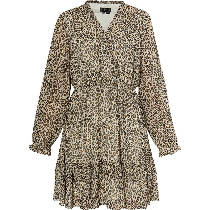 Faina Mini-jurk met luipaardprint Dames Lichtbeige veelkleurig