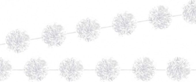 Amscan - 2 Fluffy Garlands Colourful Wedding, White, 365 x 13,9 cm