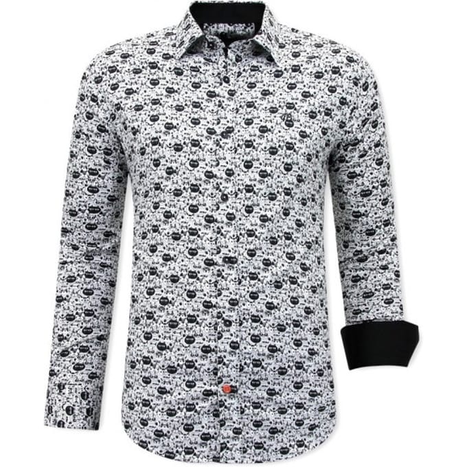 Luxe Satijn Dierenprint Overhemd Heren - 3093 - Zwart / Wit