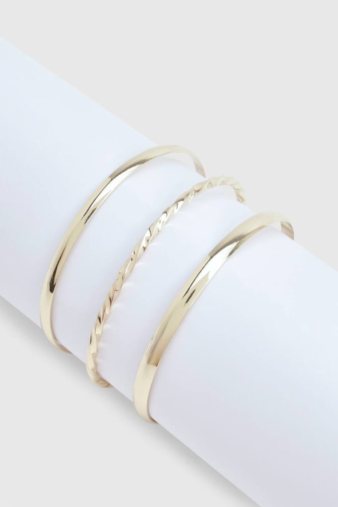 boohoo Dames Gouden Slanke Armbanden 3 Pack
