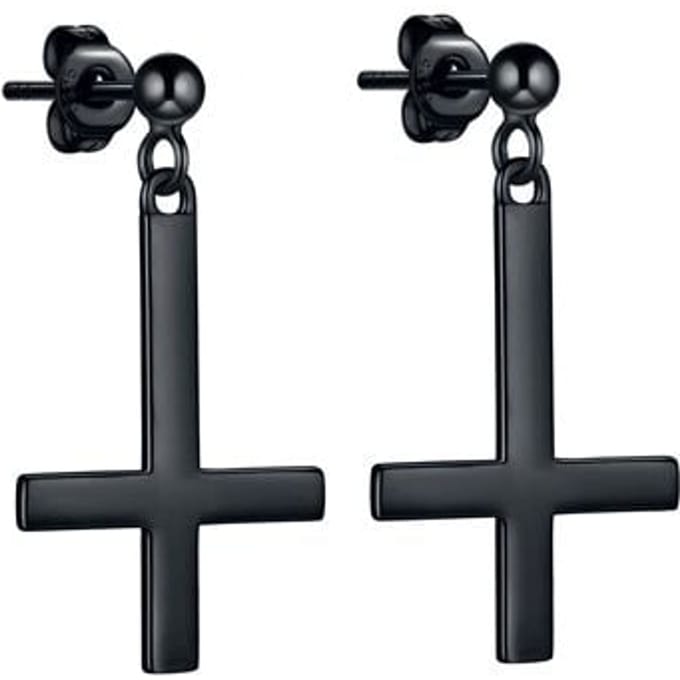 etNox - Gothic Oorstekerset - Black Cross - voor Vrouwen - zwart
