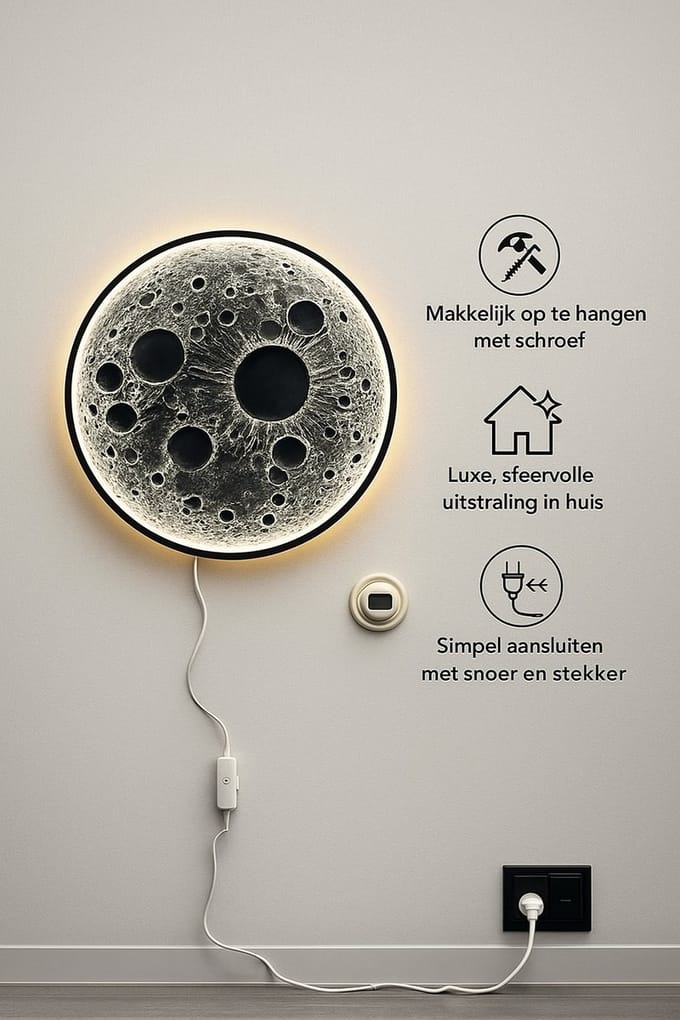 Jooier maan wandlamp realistisch maanoppervlak LED - 60 cm - 20 W