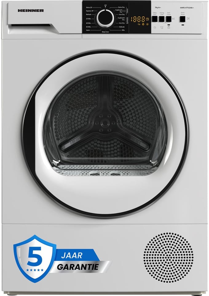 Heinner Warmtepompdroger - 7 KG - Wasdroger - 15 Programma's - LED display - Wit