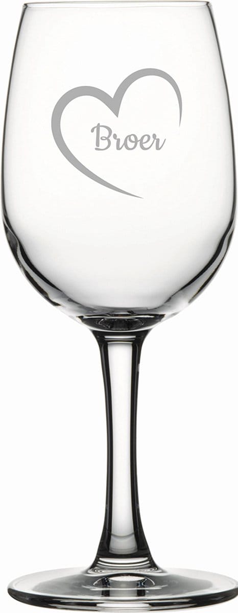 Gegraveerde witte wijnglas 26cl Broer met hartje