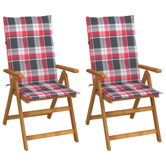 vidaXL - Inklapbare - stoelen - 2 - st - verstelbaar - met - kussens