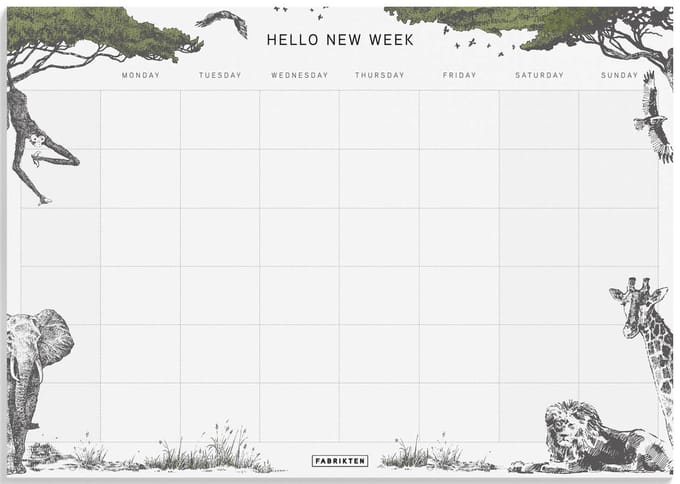 Fabrikten Weekplanner Safari - A4 - Engels - Familieplanner