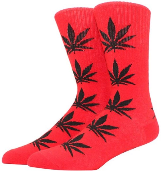 Finnacle - Wietsokken | Cannabissokken | Wiet | Cannabis | rood-zwart | Unisex | Maat 36-45