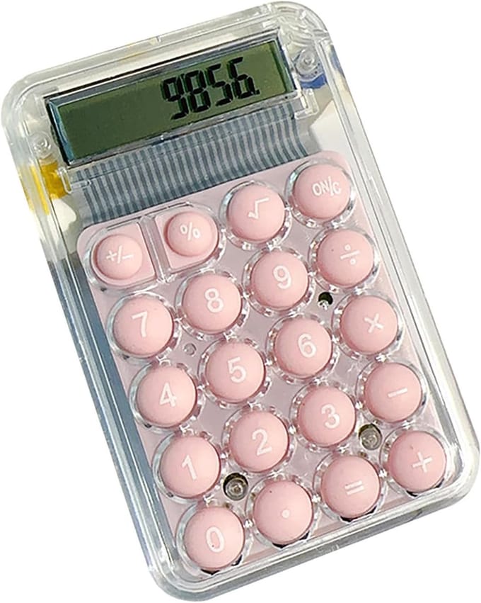 Mini Rekenmachine - Compacte Calculator - Dagelijkse Berekeningen - Schattig Snoepontwerp - 8 Cijfers - Roze
