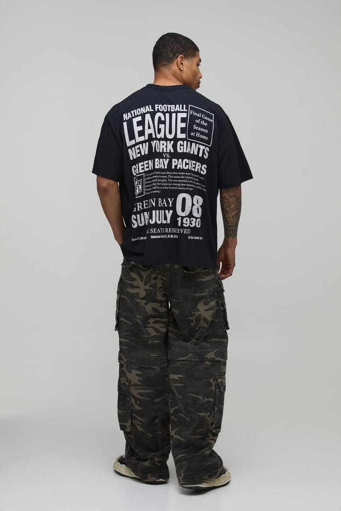 Oversized NFL Gelicentieerd Bedrukt T-shirt | Black | Size Medium