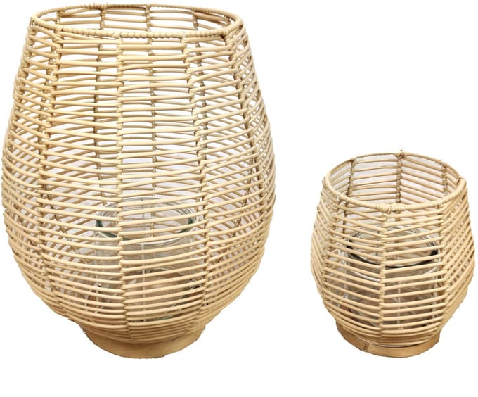 Lantaarn rattan Ø32x39cm set van 2