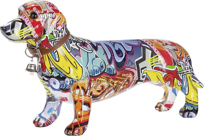 Beeld Pop-art Hond Teckel - L 36 cm