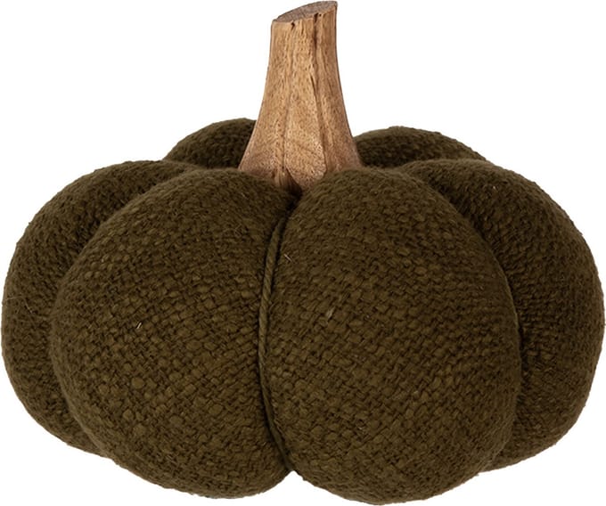 Clayre & Eef Decoratie Pompoen 13 cm Groen Polyester Herfst decoratie