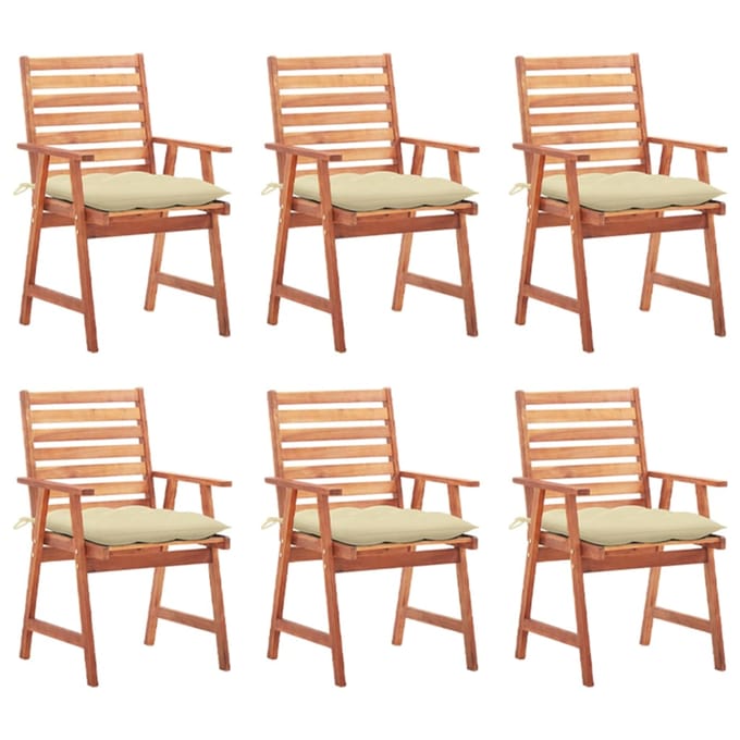 vidaXL - Tuinstoelen - 6 - st - met - kussens - massief - acaciahout
