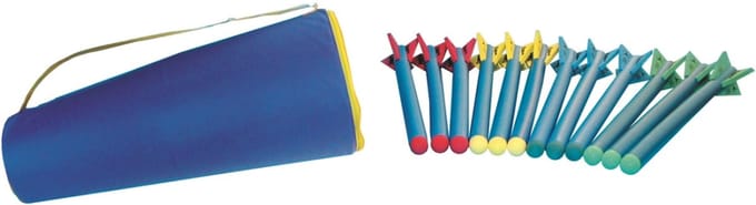 Spordas foam speerwerpen set - 12 stuks met draagtas.