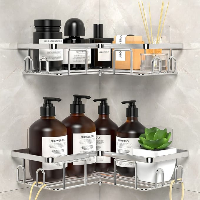 DnA® Doucherek Zonder Boren - Doucherek - Doucherek Hangend - Zilver - 11cm x 22cm x 6cm