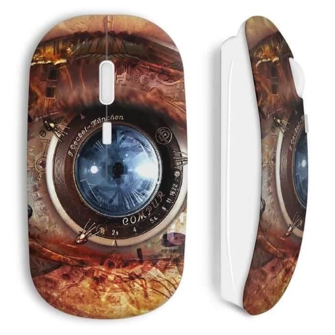 Draadloze muis - MANIACASE - Mechanisch Oog - Wit - WiFi - Mechanisch