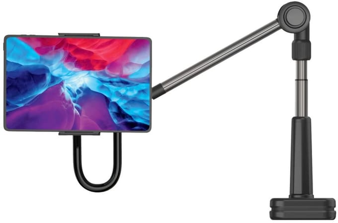 Fixed Relax tablet standaard - Verstelbaar - 360 graden draaibaar - Zwart