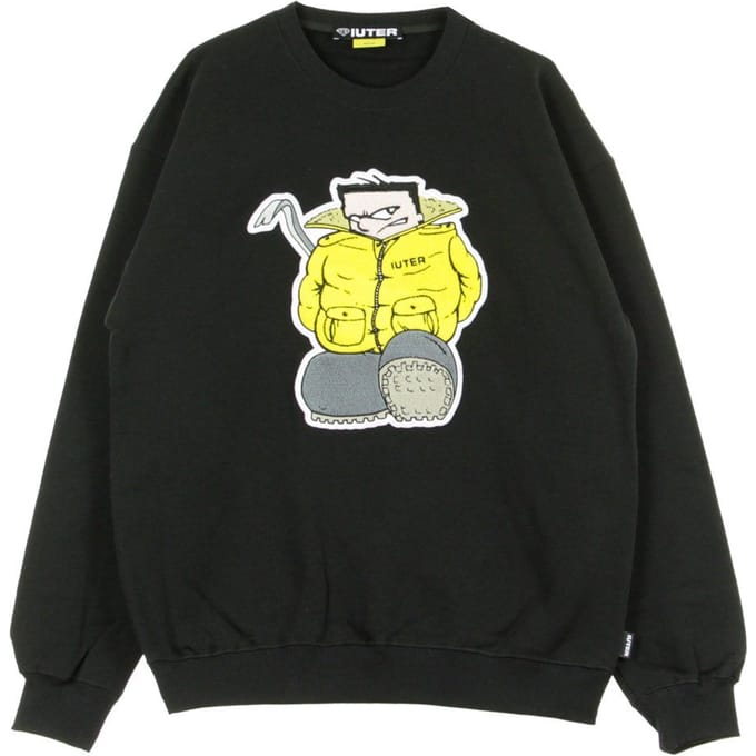 Cucador Patch Crew herensweatshirt met ronde hals, zwart