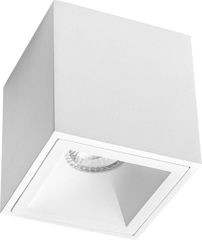 Opbouwspot GU10 - Opbouw Vierkant - Mat Wit - Aluminium - Verdiept - 90mm
