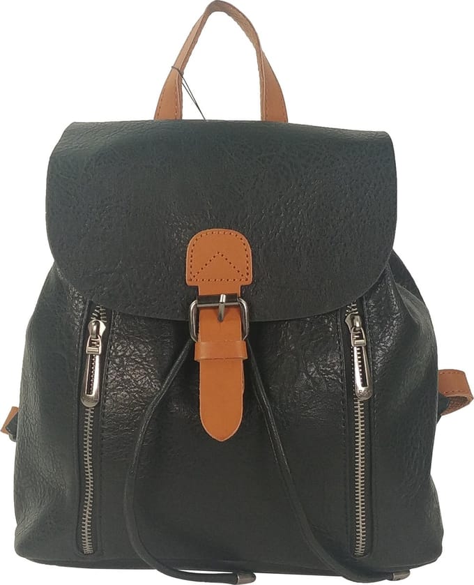 Rugzak met flap Flora & Co zwart-camel