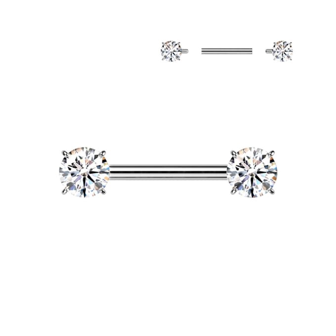 Piercing titanium 2prong 1.6x16 - zilver - LMPiercings