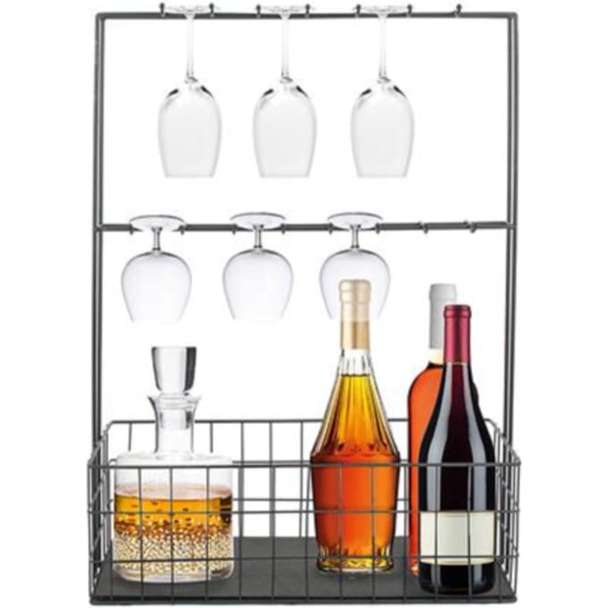 Mini Bar Wijnrek Zwart - H62 x B 44.5 cm