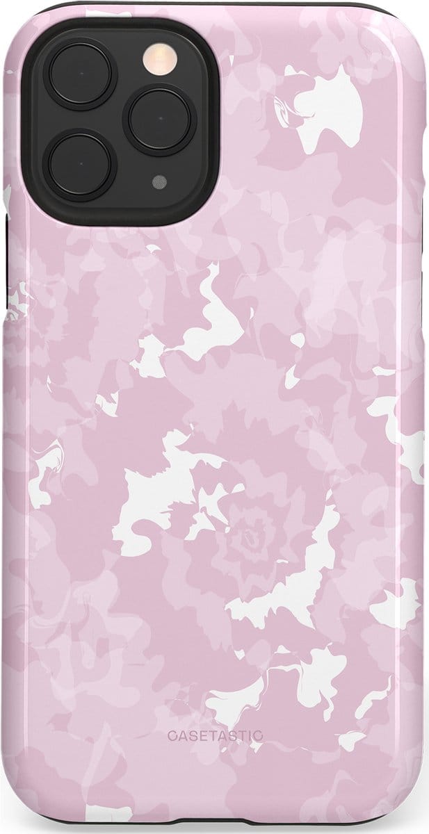 Casetastic hoesje geschikt voor Apple iPhone 11 Pro - Dubbellaagse bescherming - Roze wervels - Fashion Case - Lichtgrijs Lichtroze Wit