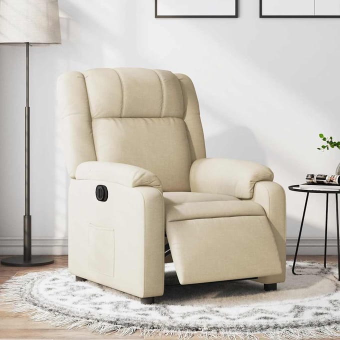 vidaXL - Fauteuil - verstelbaar - elektrisch - stof - crèmekleurig