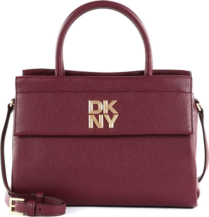 DKNY Leren Handtas Schoudertas Rosa Satchel Garnet Wijnrood