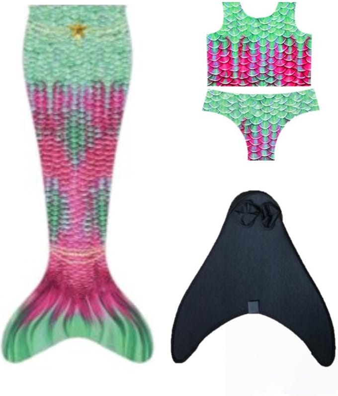 Zeemeerminstaart Ocean Turquaas maat 8 met monovin en bikini