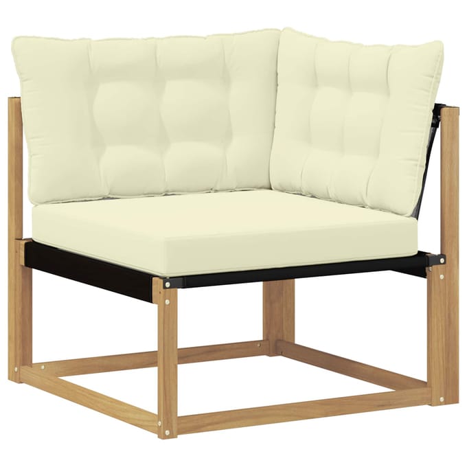 vidaXL - Buitenhoekbank - Massief - Acacia - Hout - Whitewash - en - crème