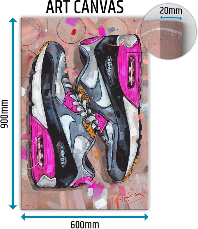 Sneaker canvas sideways pink 60x90 cm