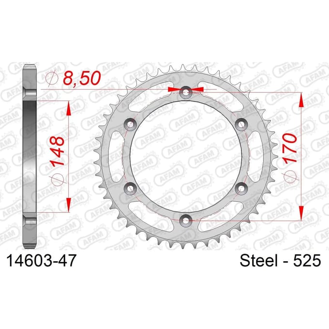 Stalen tandwiel Afam 525 47 dents