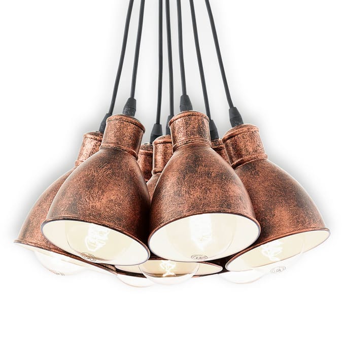 EGLO Priddy 1 vintage-hanglamp 7-lamps, koper antiek