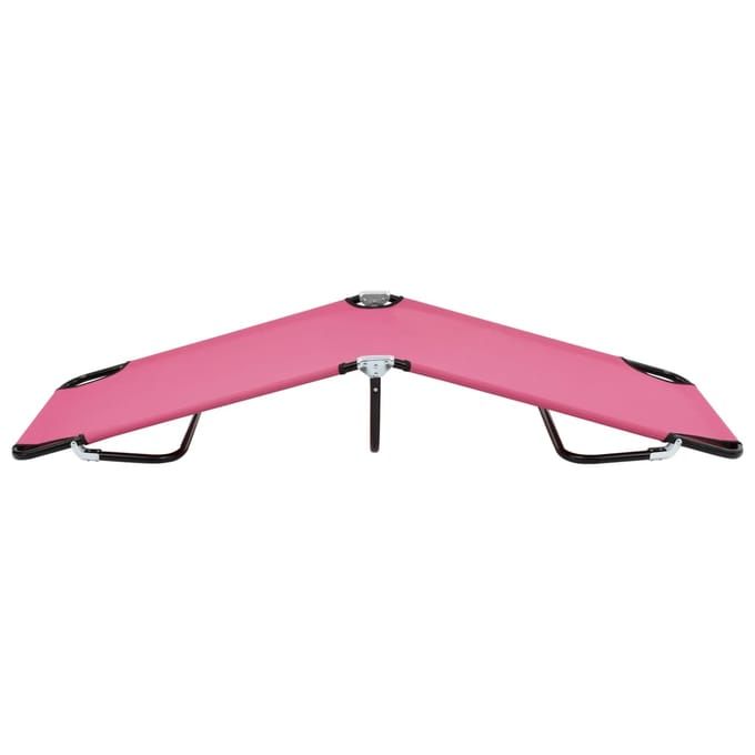 vidaXL - Ligbed - inklapbaar - staal - roze