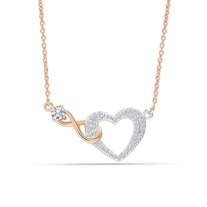Damesketting met Cubic Zirconia Hart Hanger 925 Sterling Zilver BICLL017