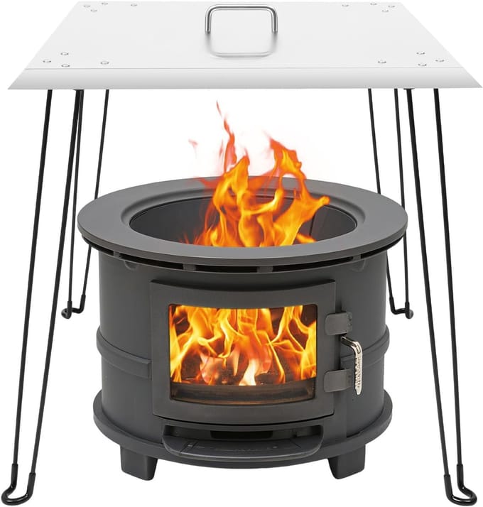 Warmteafwijzer - Vuurkorf accessoire - Buiten verwarmen - Inklapbare poten - 61 x 61 cm - Zilver