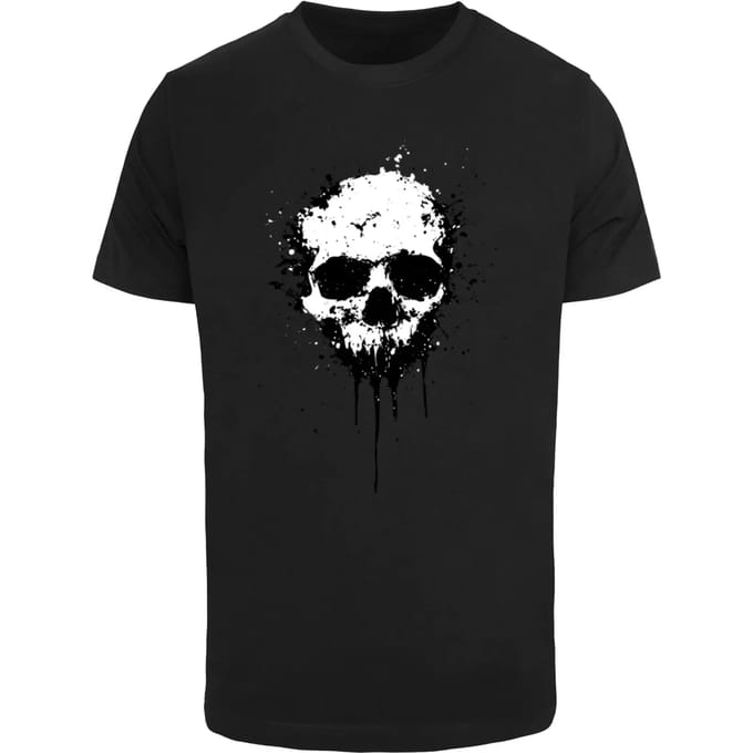 Mister Tee - Artsy Skull Paint Heren Tshirt - S - Zwart