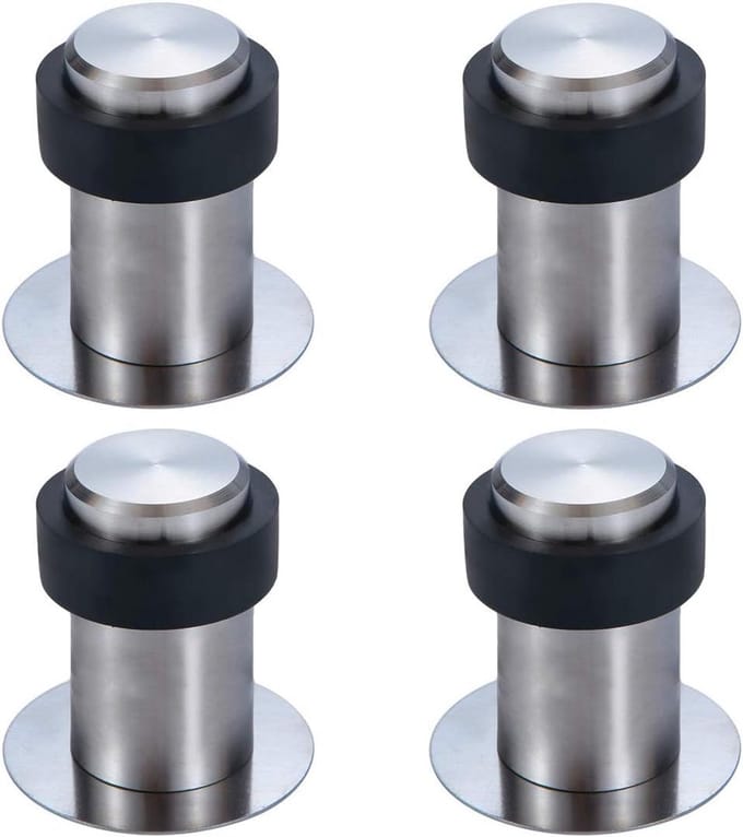 4-Pack Vloer Deurstopper 6cm RVS met Rubberen Bumper Zelfklevend