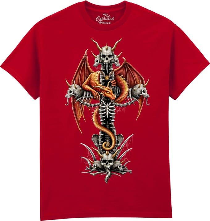 Dragon Skull Cross The Coloured House T-shirt M