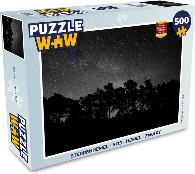 Puzzel Sterrenhemel - Bos - Hemel - Zwart - Bomen - Legpuzzel - Puzzel 500 stukjes