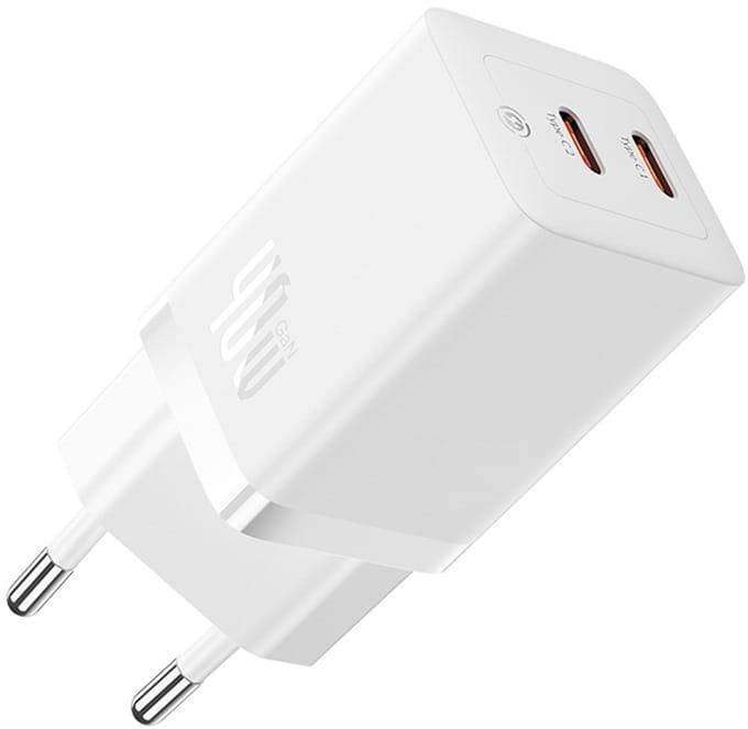 Baseus GaN5 Pro 40W Compacte Fast Charger Duo USB-C Wit
